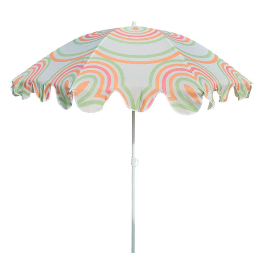 Sonnenschirm Strandschirm UV 30+ Balkonschirm grün blau Kreise Streifen