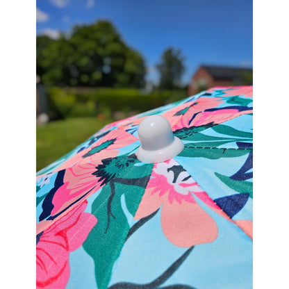 Sonnenschirm Strandschirm Schirm UV Schutz mit Tasche Fransen Blumen Ø 155 cm
