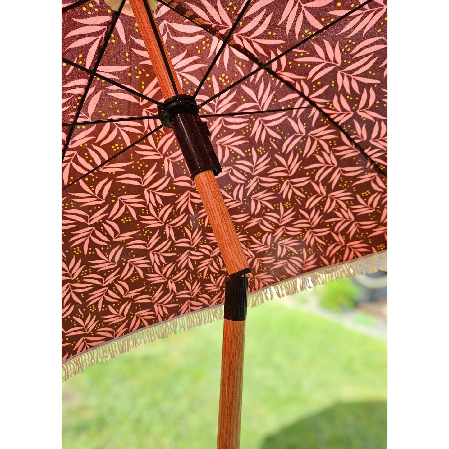 Sonnenschirm Strandschirm Schirm UV Schutz mit Tasche Fransen Rot Ø 170 cm