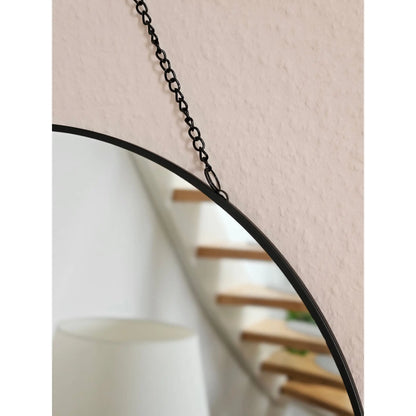 Spiegel rund 30 cm Wandspiegel Metall schwarz Glas Schminkspiegel Dekospiegel
