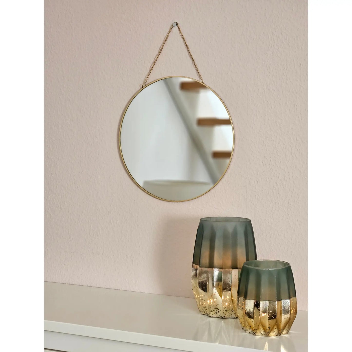 Spiegel rund Wandspiegel Schminkspiegel runder Dekospiegel Metall GOLD Ø 30 cm