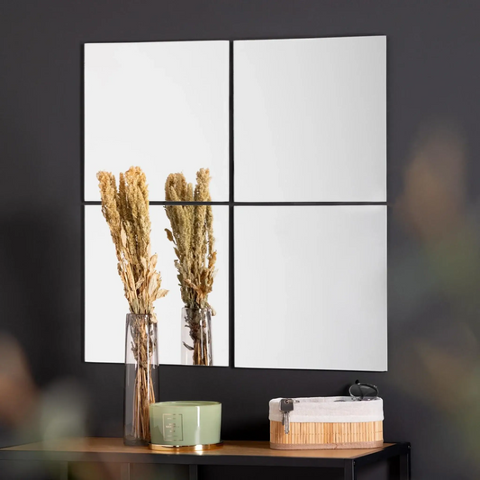 Spiegel Wandspiegel Sechseckig 4er Set Spiegelfliesen SELBSTKLEBEND 30x30 cm