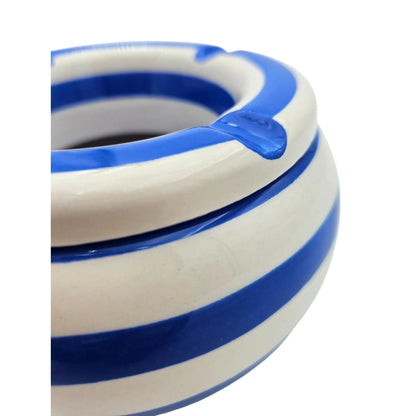 Sturmaschenbecher Mykonos M / XXL 23 cm Maritim blau weiß Aschenbecher gestreift