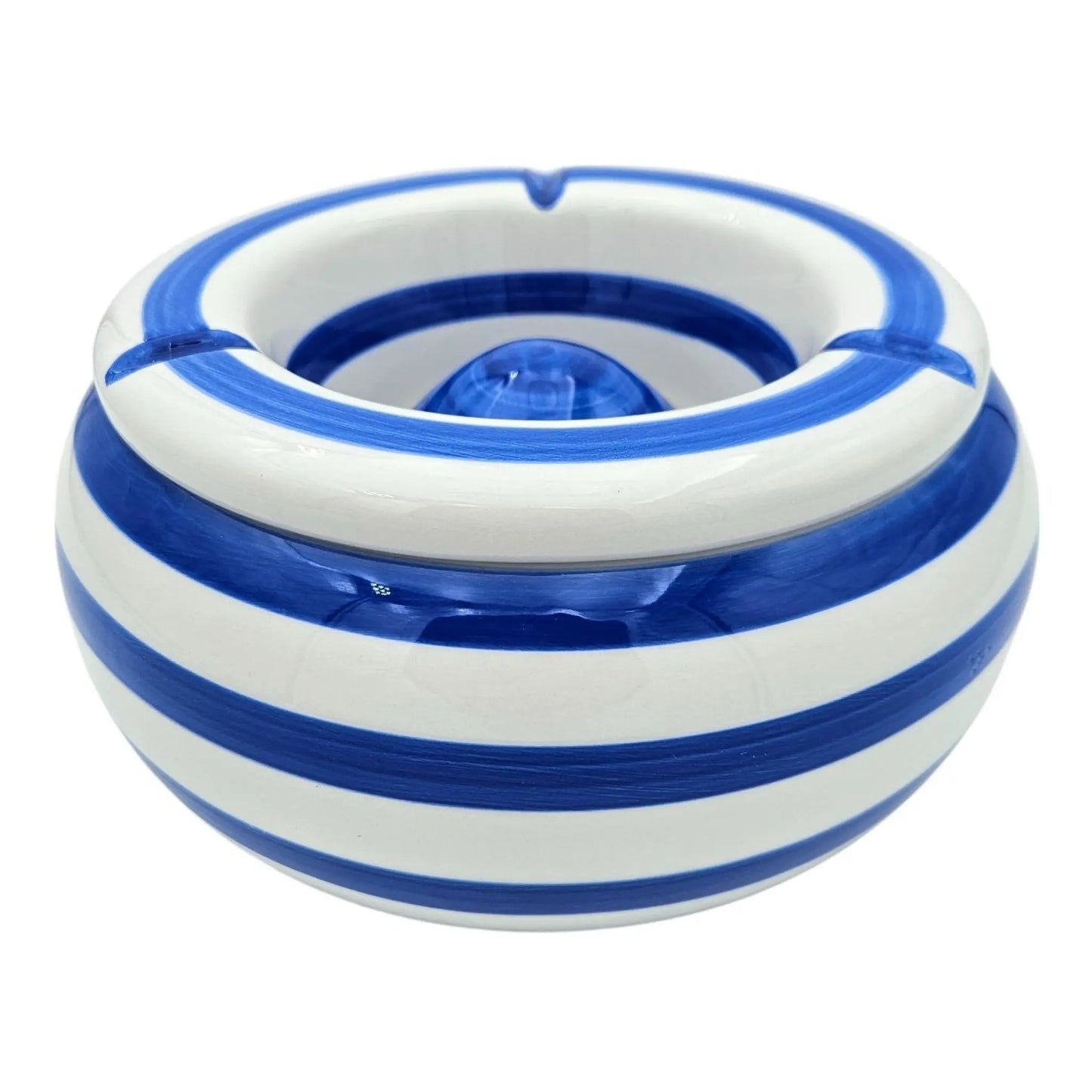 Sturmaschenbecher Mykonos M / XXL 23 cm Maritim blau weiß Aschenbecher gestreift