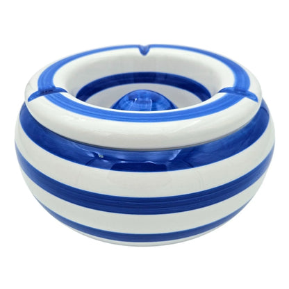 Sturmaschenbecher Mykonos M / XXL 23 cm Maritim blau weiß Aschenbecher gestreift