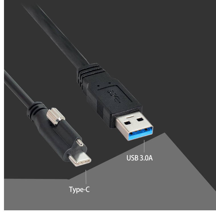 SYSTEM-S USB 3.1 Typ C (male) zu USB A 3.0 (male) Kabel 120cm High Speed Datenkabel Ladekabel mit Feststellschraube