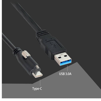SYSTEM-S USB 3.1 Typ C (male) zu USB A 3.0 (male) Kabel 120cm High Speed Datenkabel Ladekabel mit Feststellschraube