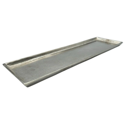 Tablett Deko Metall 44x13 cm silber Kerzentablett Dekotablett Dekoschale rechteckig