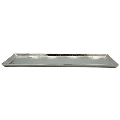 Tablett Deko Metall 44x13 cm silber Kerzentablett Dekotablett Dekoschale rechteckig