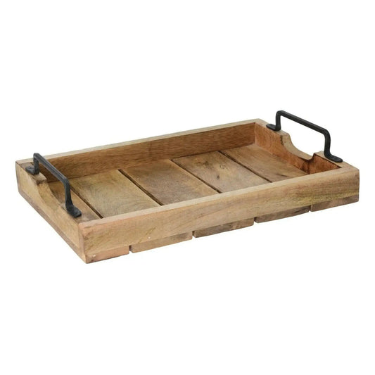 Tablett Dekotablett Holz Mango braun Deko Tischdeko Kerzentablett Holztablett Klein: 38 x 25,5 cm