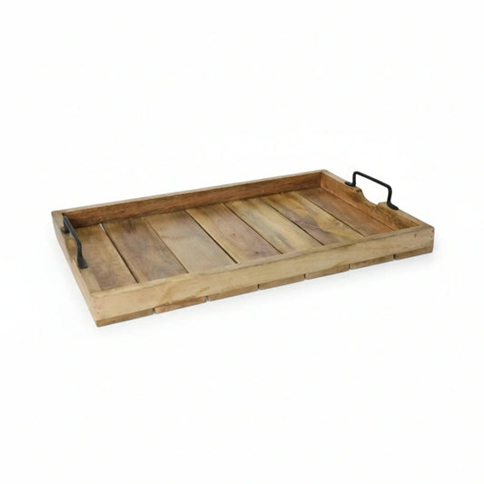 Tablett Dekotablett Holz Mango braun Deko Tischdeko Kerzentablett Holztablett Groß: 57 x 39 cm