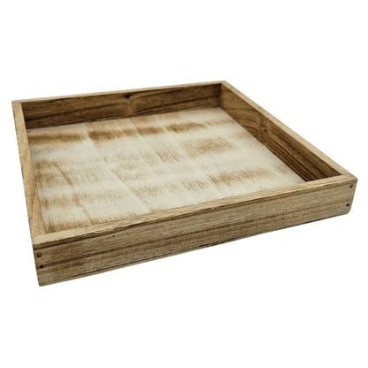 Tablett Holztablett 26x26 braun Natur Dekotablett rechteckig Kerzentablett