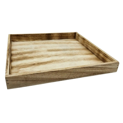 Tablett Holztablett 26x26 braun Natur Dekotablett rechteckig Kerzentablett