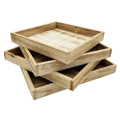Tablett Holztablett 26x26 braun Natur Dekotablett rechteckig Kerzentablett