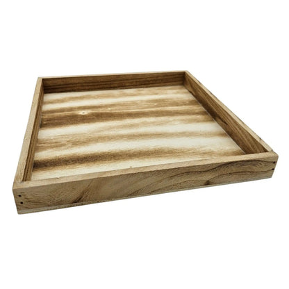 Tablett Holztablett 26x26 braun Natur Dekotablett rechteckig Kerzentablett