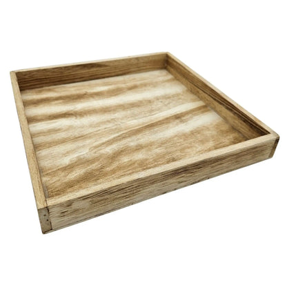 Tablett Holztablett 26x26 braun Natur Dekotablett rechteckig Kerzentablett