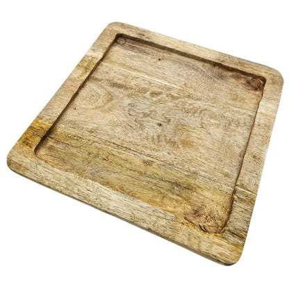 Tablett Mangoholz Holztablett Mango Holz Teller Deko braun hellbraun 24x24 cm