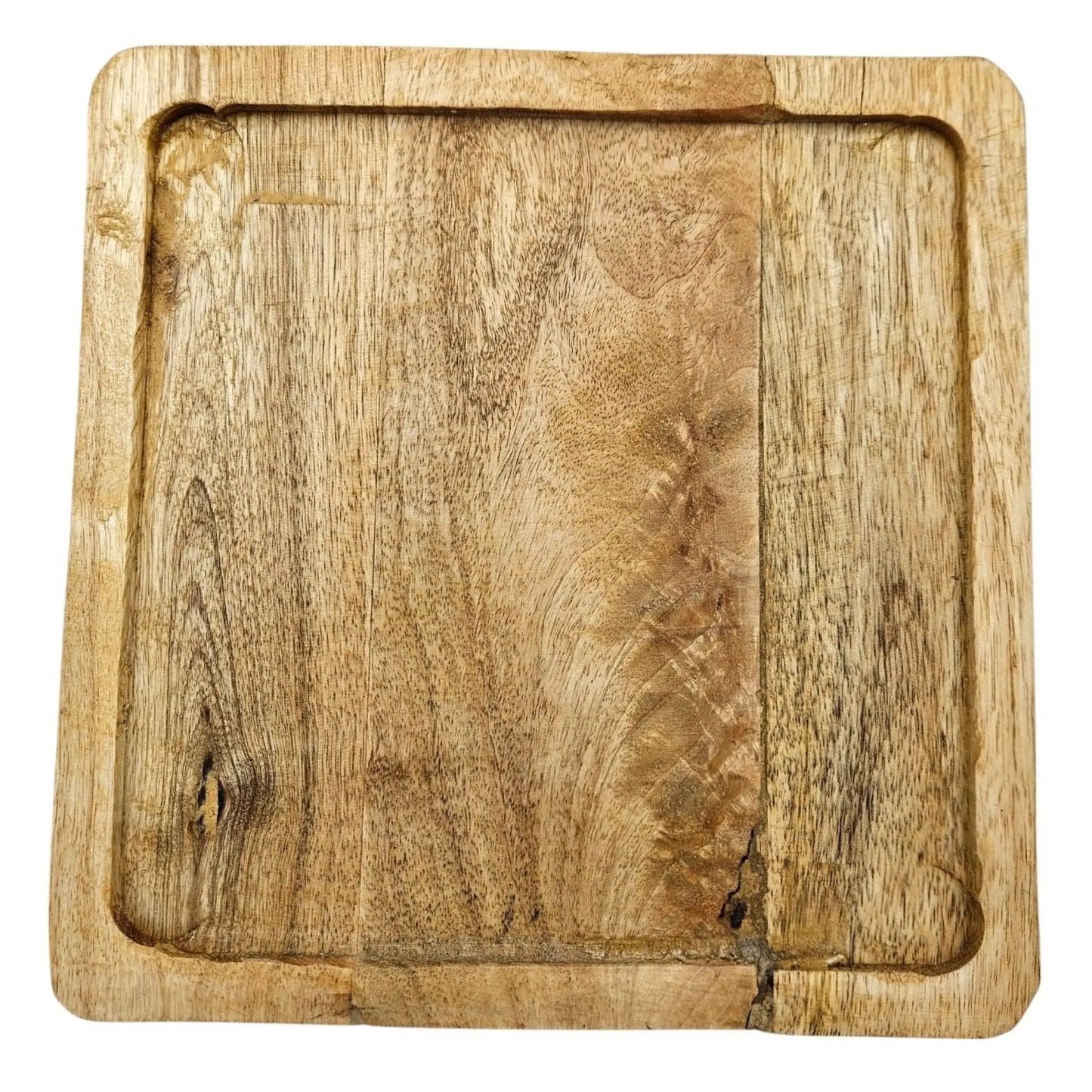 Tablett Mangoholz Holztablett Mango Holz Teller Deko braun hellbraun 24x24 cm