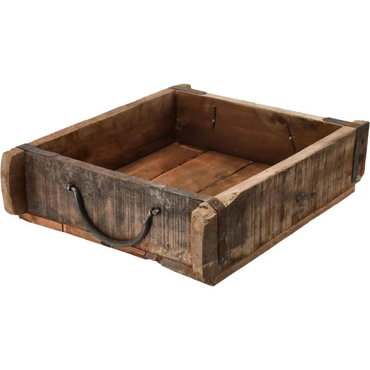 Tablett Ziegelform Kiste Holzkasten recyceltes Holz Landhaus Kasten 31x25 cm