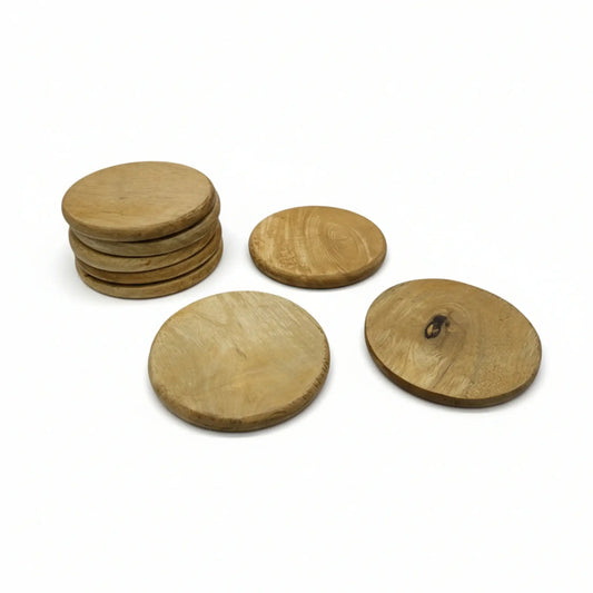 Teakholz Untersetzer rund 10 cm 8er Set – für Getränke & Raclette Rustikale Tischdeko