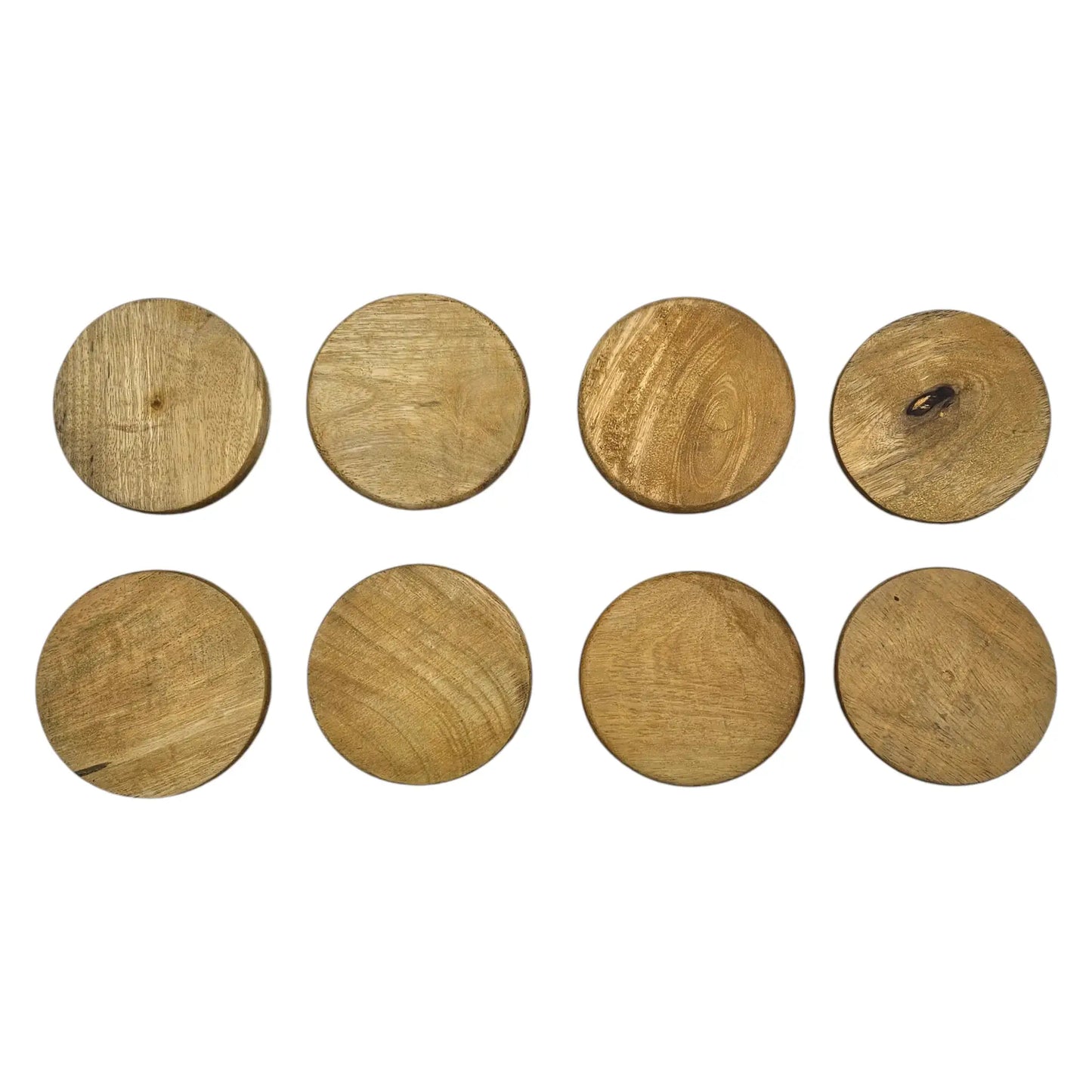 Teakholz Untersetzer rund 10 cm 8er Set – für Getränke & Raclette Rustikale Tischdeko