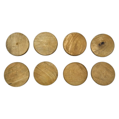 Teakholz Untersetzer rund 10 cm 8er Set – für Getränke & Raclette Rustikale Tischdeko