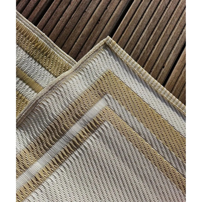 Teppich Outdoor Balkonteppich außen Balkon Terrasse beige weiß 150 x 90 cm