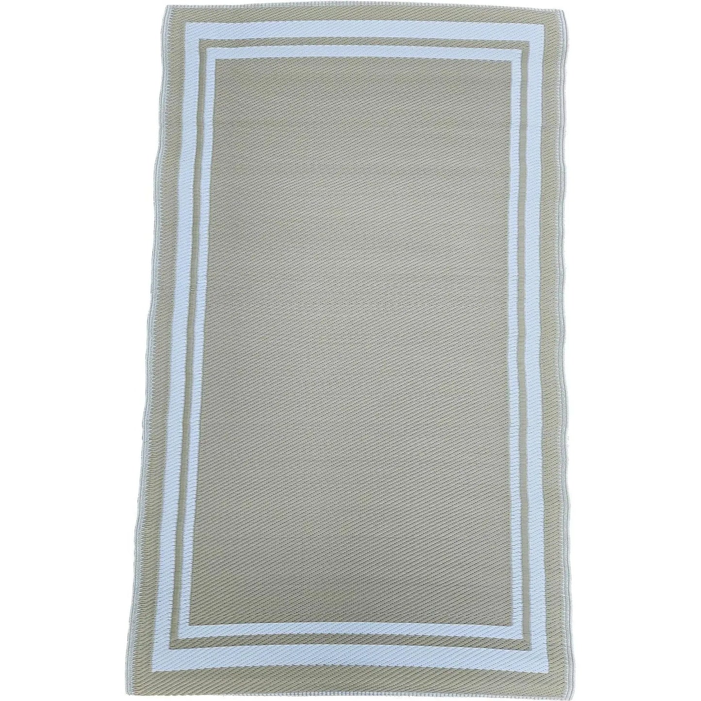 Teppich Outdoor Balkonteppich außen Balkon Terrasse beige weiß 150 x 90 cm