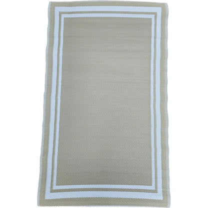Teppich Outdoor Balkonteppich außen Balkon Terrasse beige weiß 150 x 90 cm