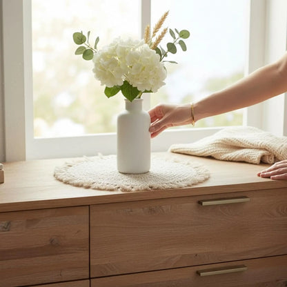 Tischset Makramee Platzset Tischdeko Untersetzer rund boho Deko creme 38 cm