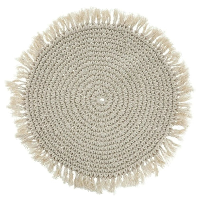 Tischset Makramee Platzset Tischdeko Untersetzer rund boho Deko creme 38 cm