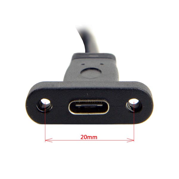 SYSTEM-S USB A Male zu USB C Female Panel Mount Stecker Ladekabel 90 cm
