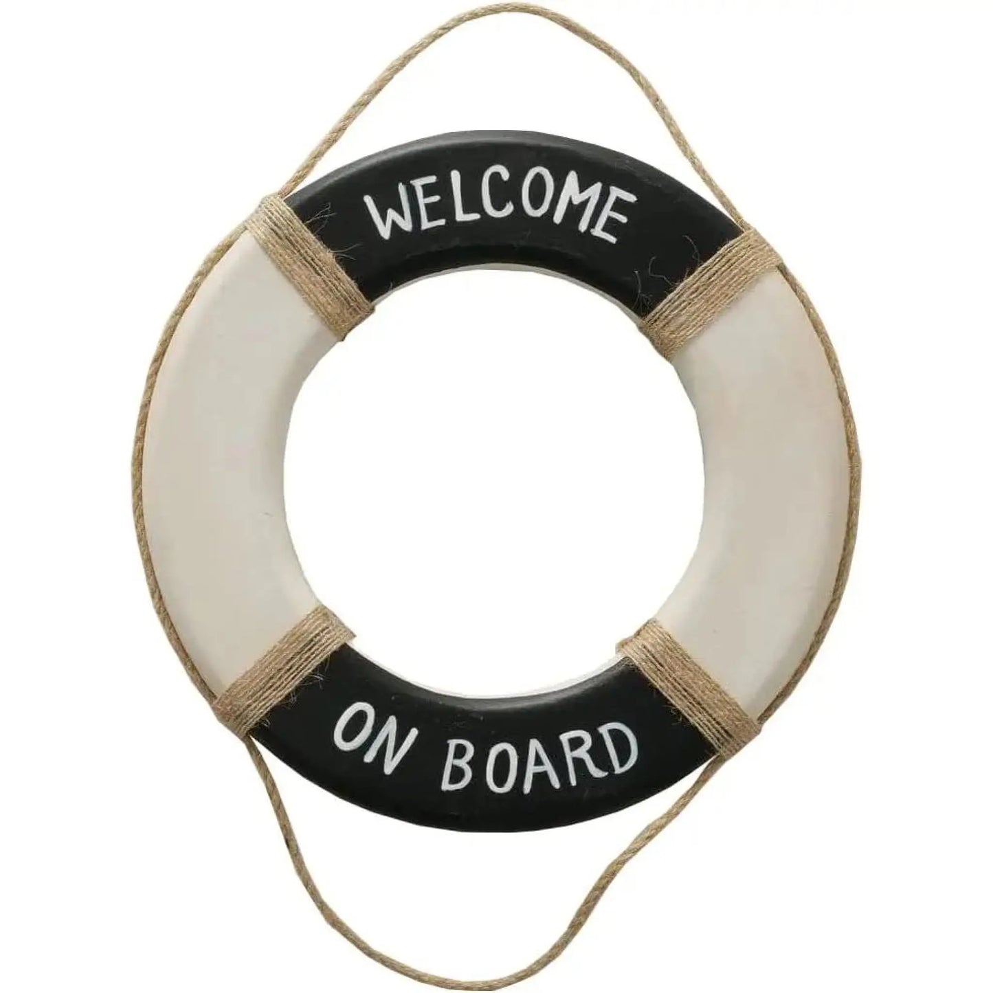 Wandbild Rettungsring Maritim schwarz 20 cm Holz Wanddeko Jute Deko Küs
