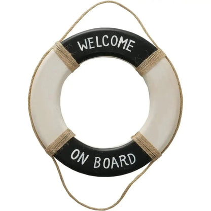 Wandbild Rettungsring Maritim schwarz 20 cm Holz Wanddeko Jute Deko Küs