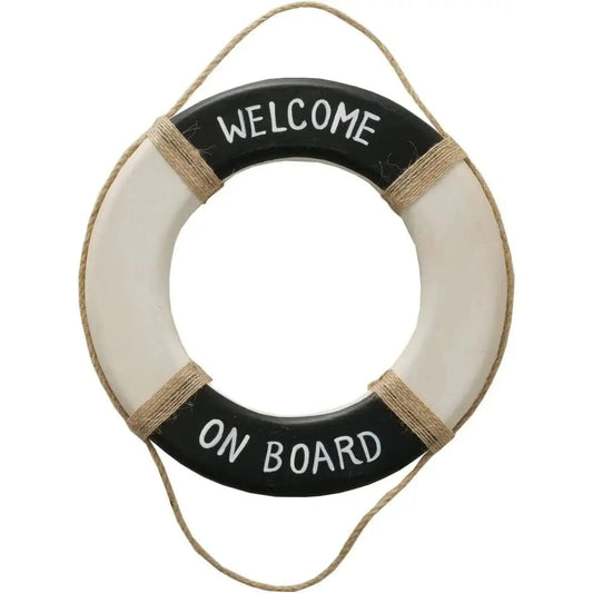 Wandbild Rettungsring Maritim schwarz 20 cm Holz Wanddeko Jute Deko Küs