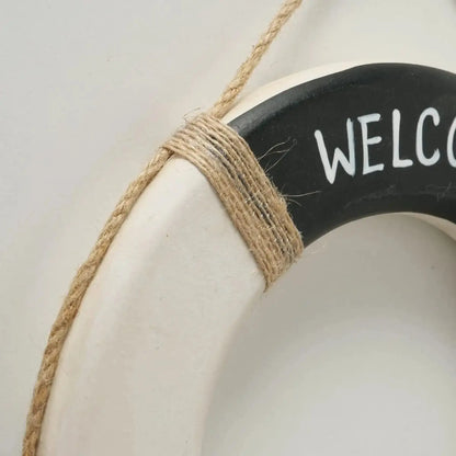 Wandbild Rettungsring Maritim schwarz 20 cm Holz Wanddeko Jute Deko Küs