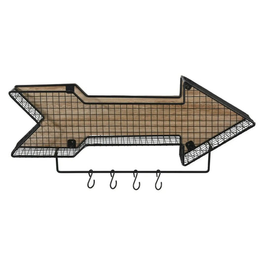 Wandregal Regal Küchenregal Hängeregal mit 4 Haken Metall schwarz Breite 52 cm