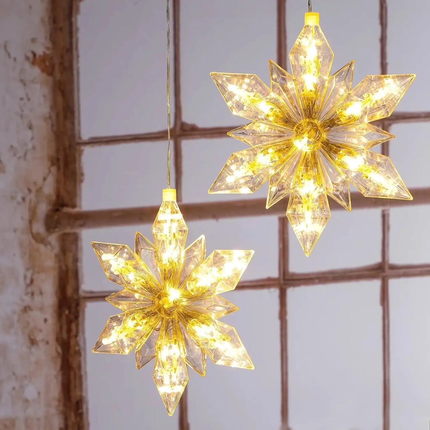Weihnachten Stern LED 2er Set Beleuchtung Timer warmweiß Lichterkette innen