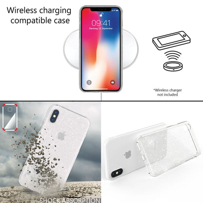 NALIA Glitzerhülle für iPhone X / XS – Funkelndes Silikon Case – DAZZLIN (Transparent & Stoßfest) – Marke aus Berlin