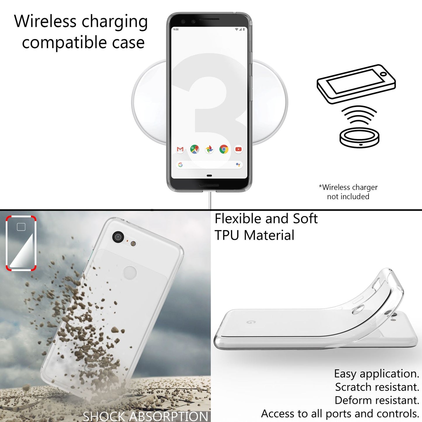 NALIA Transparente Silikonhülle für Google Pixel 3 – Anti-Gelb & Rutschfest – GLAZE (Handyhülle Kristallklar, Schlank & Stoßfest) – Marke aus Berlin