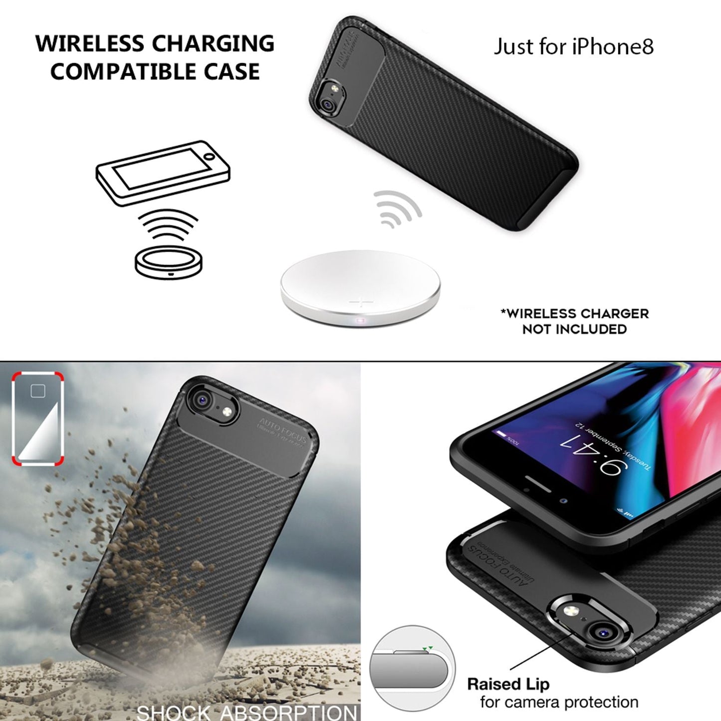 NALIA Silikonhülle für iPhone 7 / 8 / SE 2020 / SE 2022 – Rutschfest & Matt – VORTEX (Gebürstete Optik & Carbon Design) – Marke aus Berlin