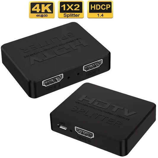 1-in-2-out HDMI Splitter 4K Ultra HD 4K@30Hz 1080p@60Hz