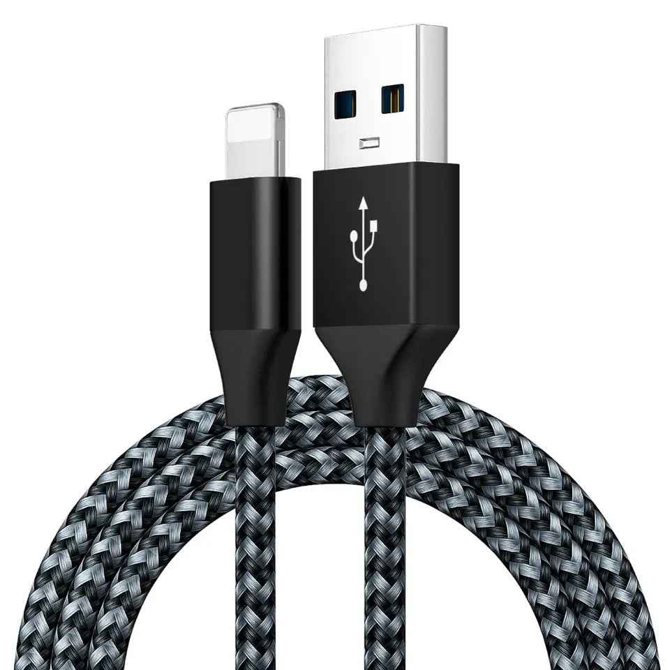 Ladekabel für iPhone USB-A auf 8-Pin Nylon Datenkabel 3A USB 2.0 Handy - DREIKS