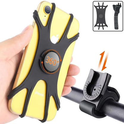 Mobile Phone Holder for Bicycle Silicon 360° Rotation Detachable or Undetachable