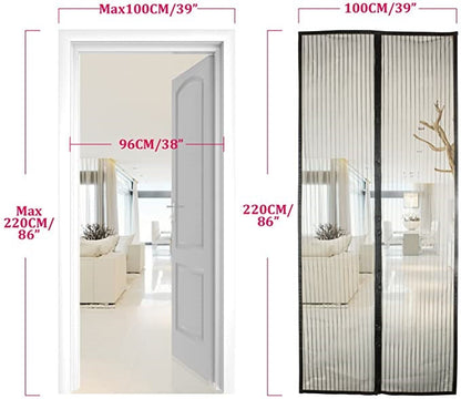 Magnetic Fly Screen for Doors Insect Protection Net Polyester Black